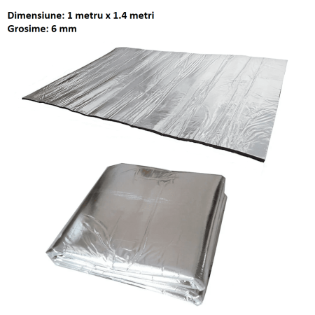Material insonorizant aluminiu 6 mm / 1 metru x 1.4 metri - INS025-6