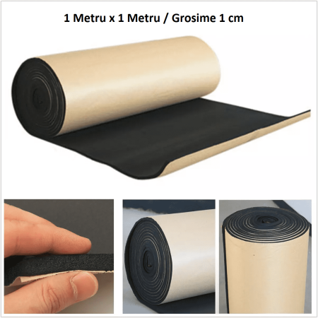 Material insonorizant buretat cu adeziv 10 mm / 1 metru x 1 metru - INS013Metru